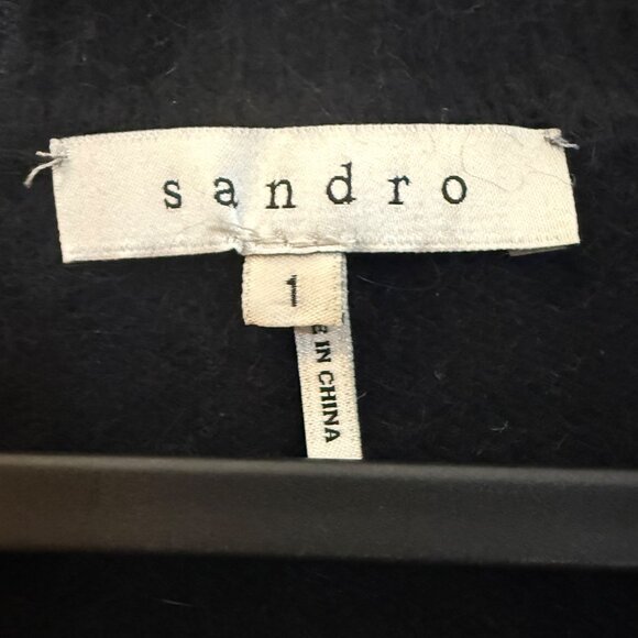 Sandro Black Gold Brocade Angora Crewneck Pullover Sweater Womens Size Small - Picture 2 of 6